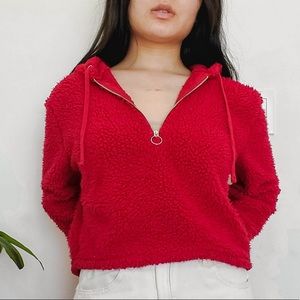 Cotton On Cropped Teddy Fleece Hoodie